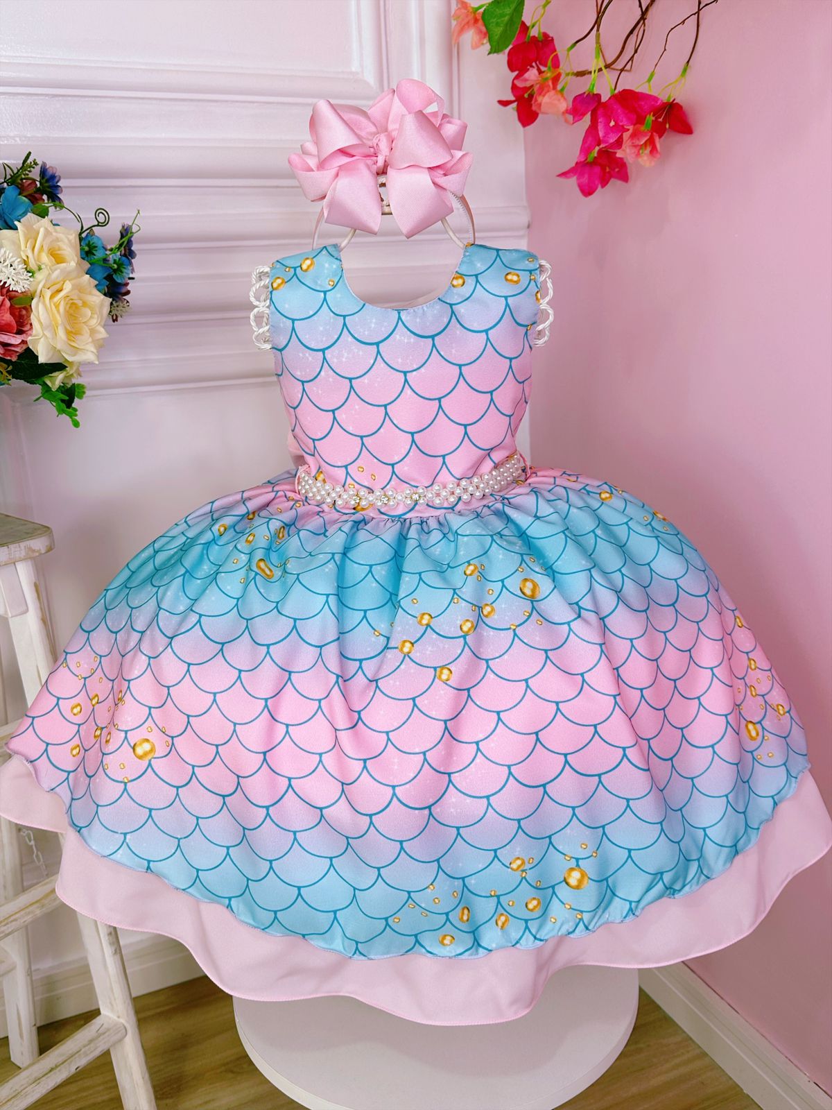 Vestido Infantil Tay Day Sereia Princesa Luxo Festa (4397RS)