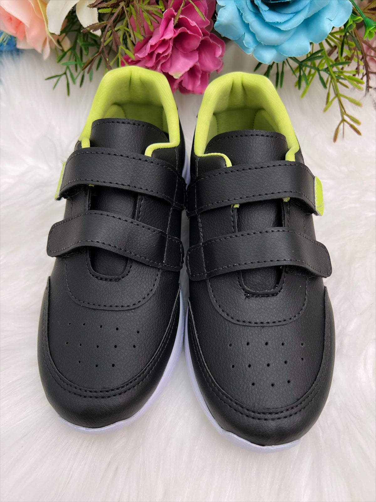 Tênis Infantil Preto e Lima C/ Velcro Meninas (3701PM)