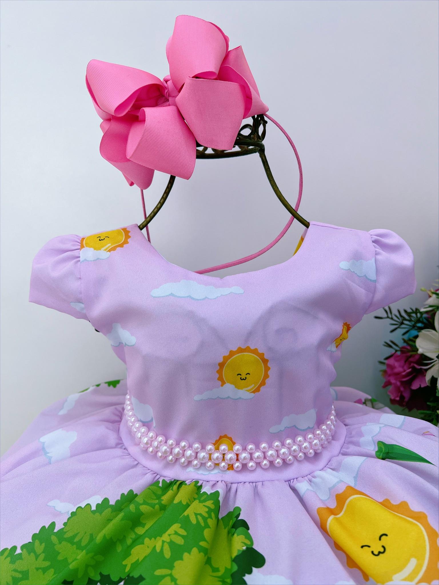 Vestido Infantil Moranguinho Rosa Festas (1174RO)