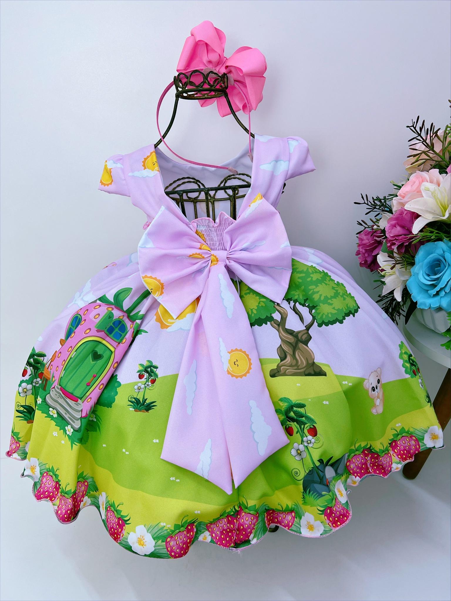 Vestido Infantil Moranguinho Rosa Festas (1174RO)