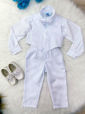 Conjunto Social Camisa Branca C/ Colete Calça Grav. Branco (3519BY)