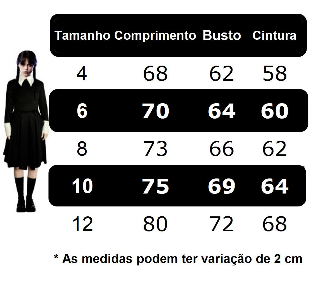 Vestido Infantil Wandinha Preto Com Babados Luxo (3194PT)