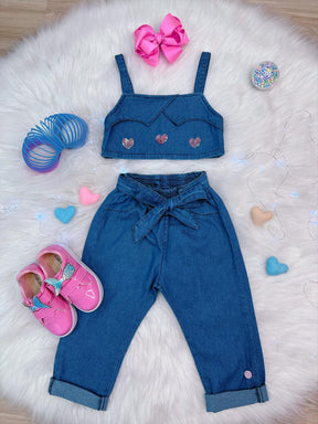 Conjunto Jeans Love Fashion Festas Luxo (0075JN)