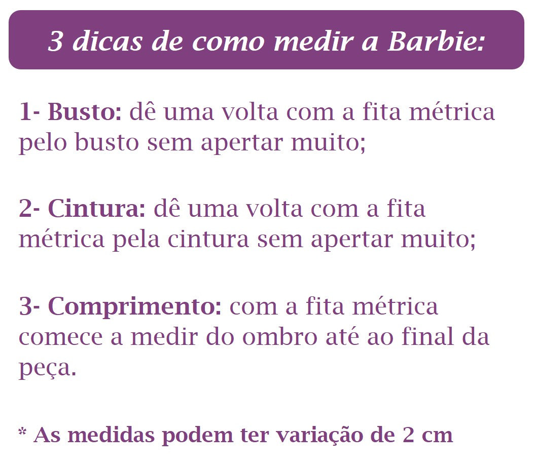 Conjunto Infantil da Barbie Branco C/ Saia Rosa e Laço (0166BR)