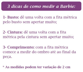 Conjunto Infantil da Barbie Rosa C/ Saia Colorido e Laço (0066RS)