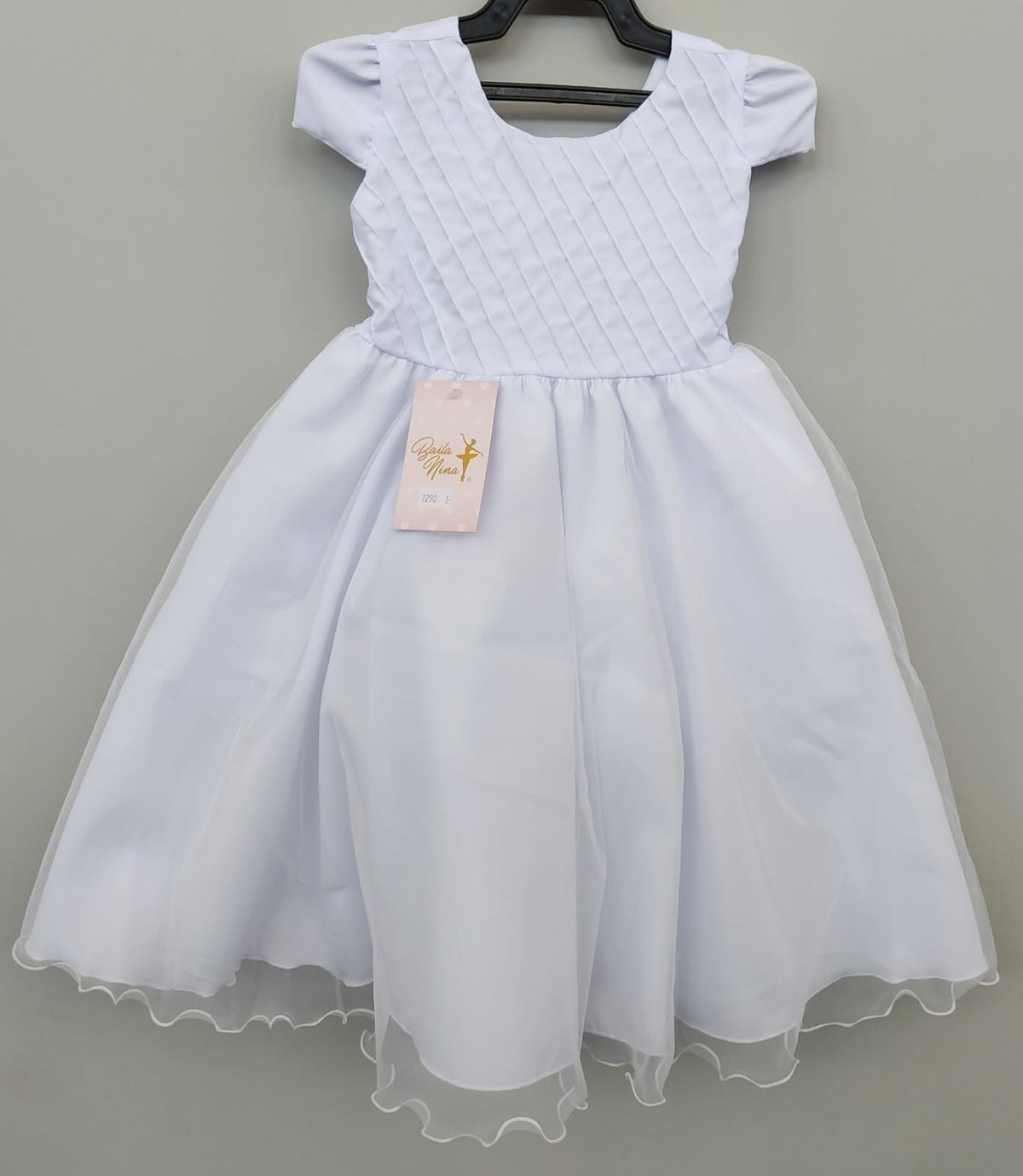 Vestido Infantil Branco C/ Busto Plissado para o Montar o Kit (1290BR)