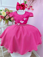 Vestido Infantil Pink C/ Glitter e Aplique de Borboletas (0112PK)