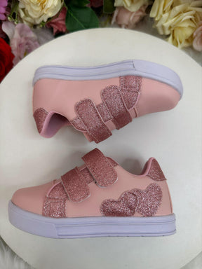 Tênis com Velcro Rosa Com Glitter Meninas (8504RA)