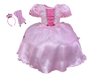 Kit Princesa Fantasia Infantil Aurora Com Luva e Tiara Festa (4009RC)