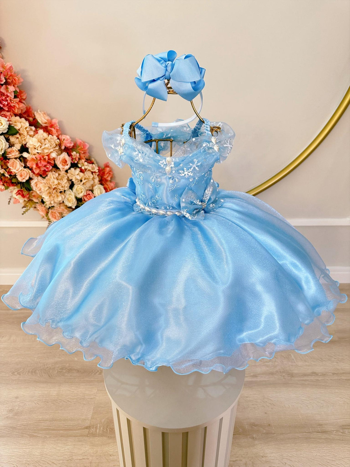 Vestido Infantil Frozen C/ Capa e Laço Princesas Luxo Festas (0055AB)