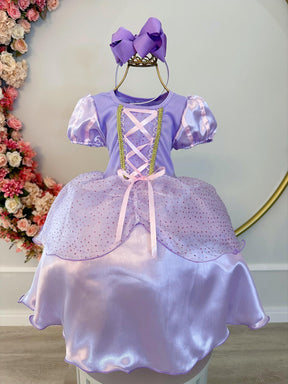 Fantasia Infantil Princesa Rapunzel Lilás Luxo Glitter (4010LR)