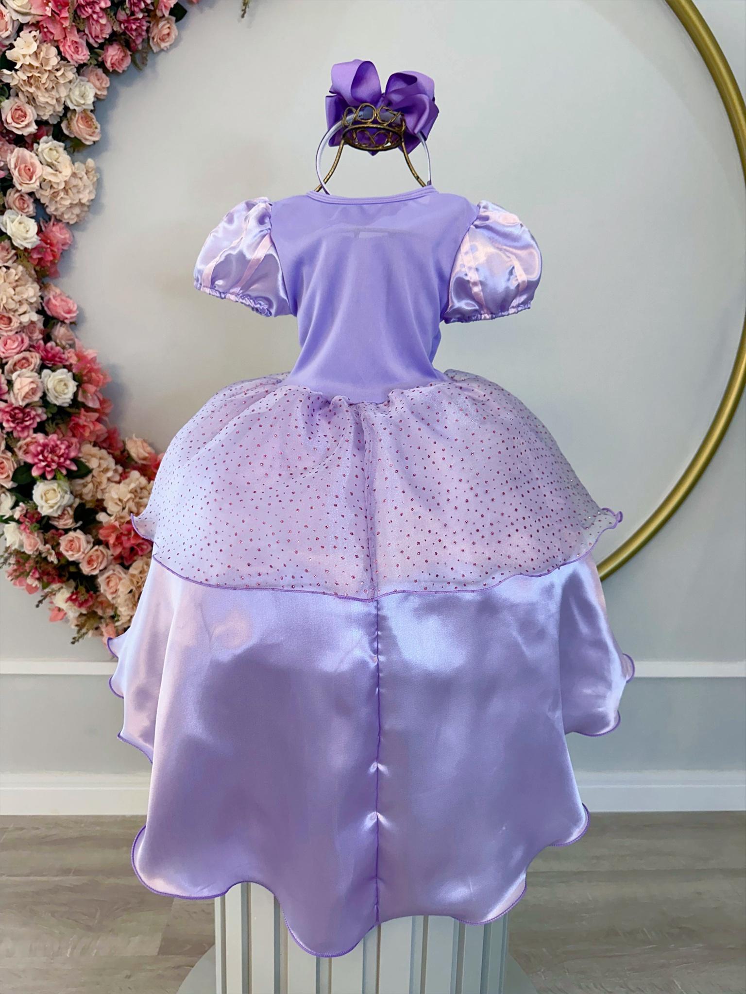 Fantasia Infantil Princesa Rapunzel Lilás Luxo Glitter (4010LR)