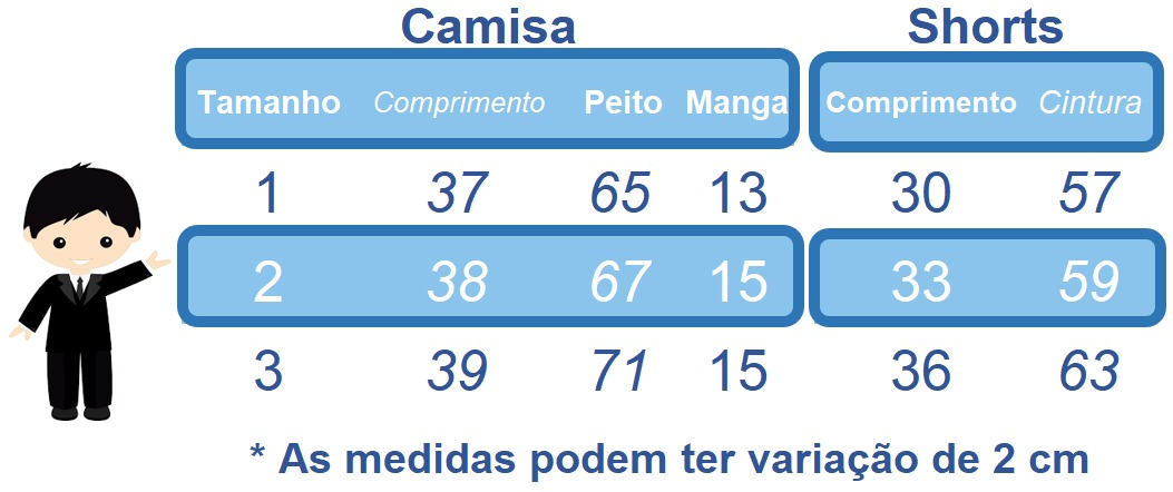 Conjunto Social Camisa Gravata Short e Susp. Azul Marinho (1330AM)