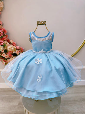 Vestido Infantil Frozen Princesas Capa de Luxo Aniversário (0726AG)