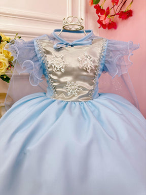 Vestido Infantil Princesas Frozen Elsa e Anna C/ Capa (3613AP)