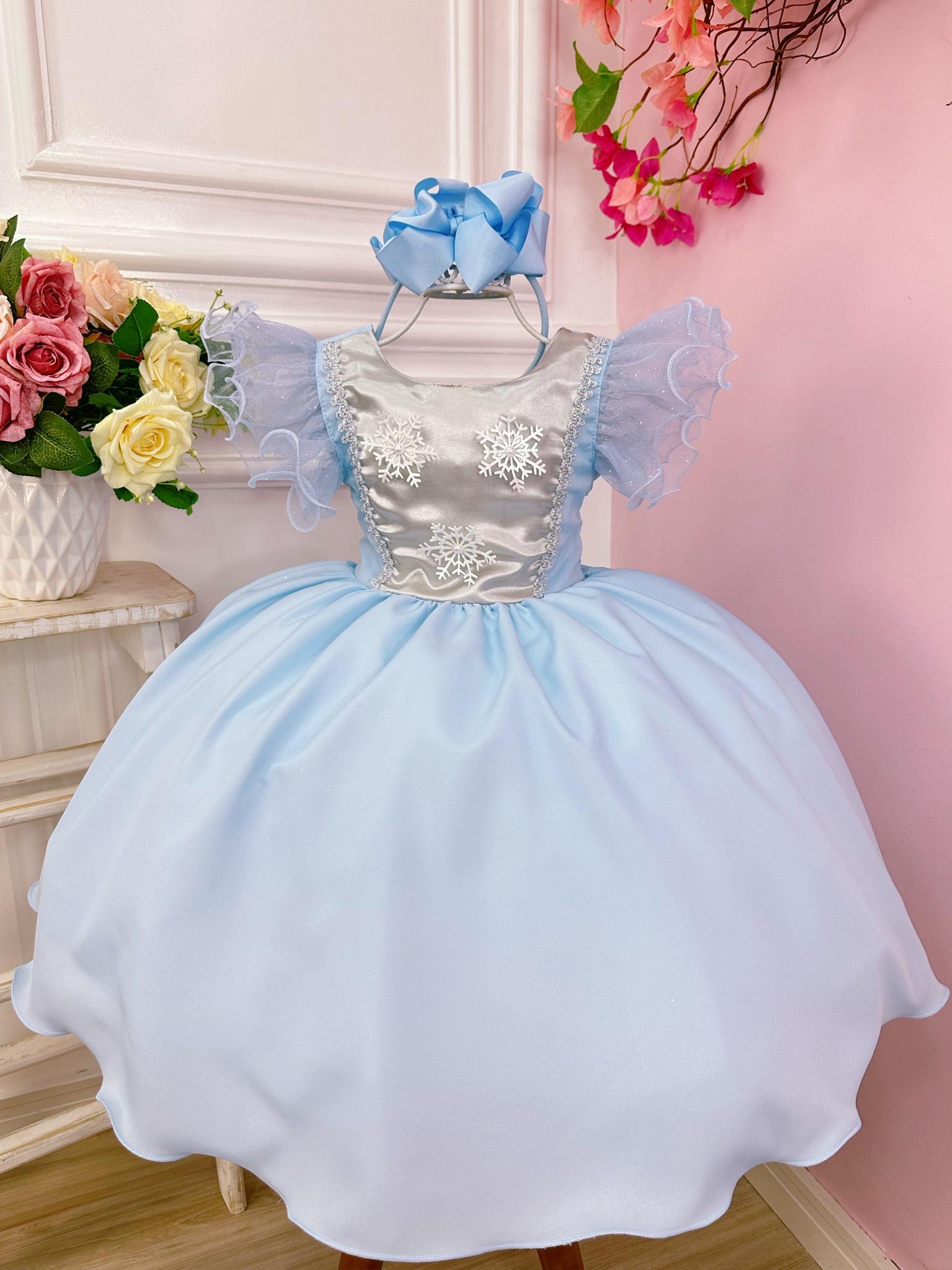 Vestido Infantil Princesas Frozen Elsa e Anna C/ Capa (3613AP)