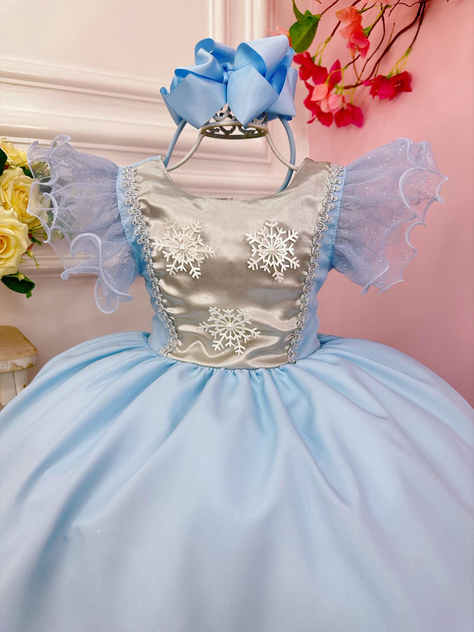 Vestido Infantil Princesas Frozen Elsa e Anna C/ Capa (3613AP)