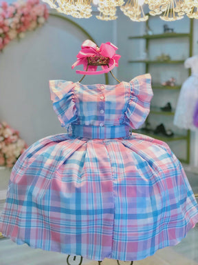 Vestido Infantil Xadrez Tartan Colorido Candy Luxo (1302AB)