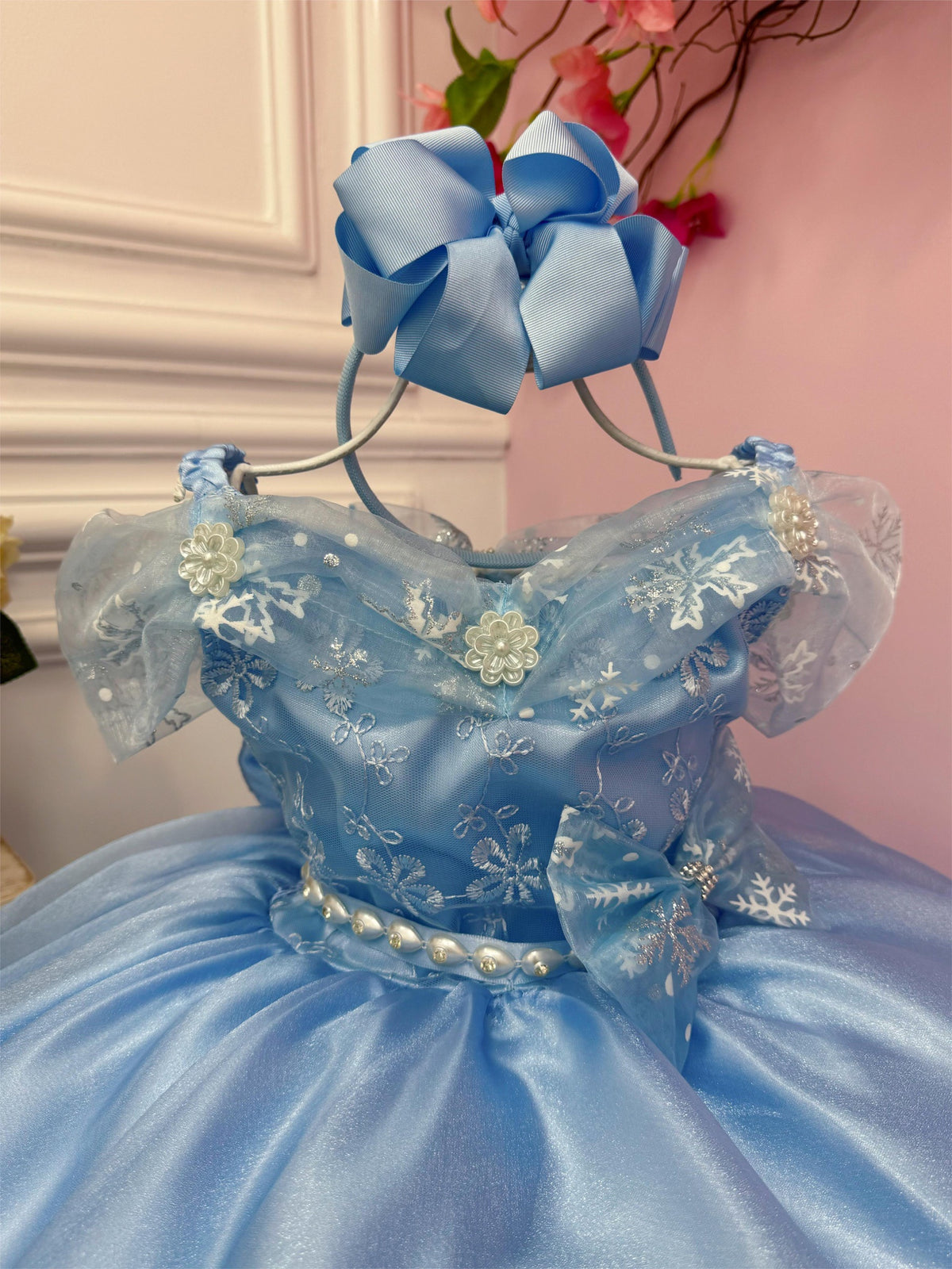 Vestido Infantil Frozen C/ Capa e Laço Princesas Festas Luxo (0055AG)